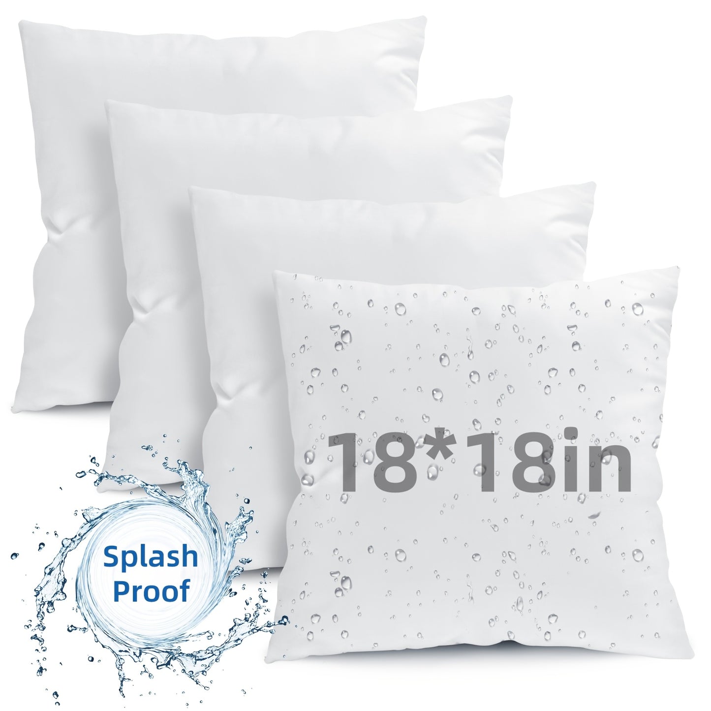 [Large Throw Pillows] 4pcs 18×18/20X20/12X20 in Pillow Inserts, Large Throw Pillows Insert, High Quality Couch Pillows, Square Pillow for Patio, Furniture, Bed, Living Room, Garden, White