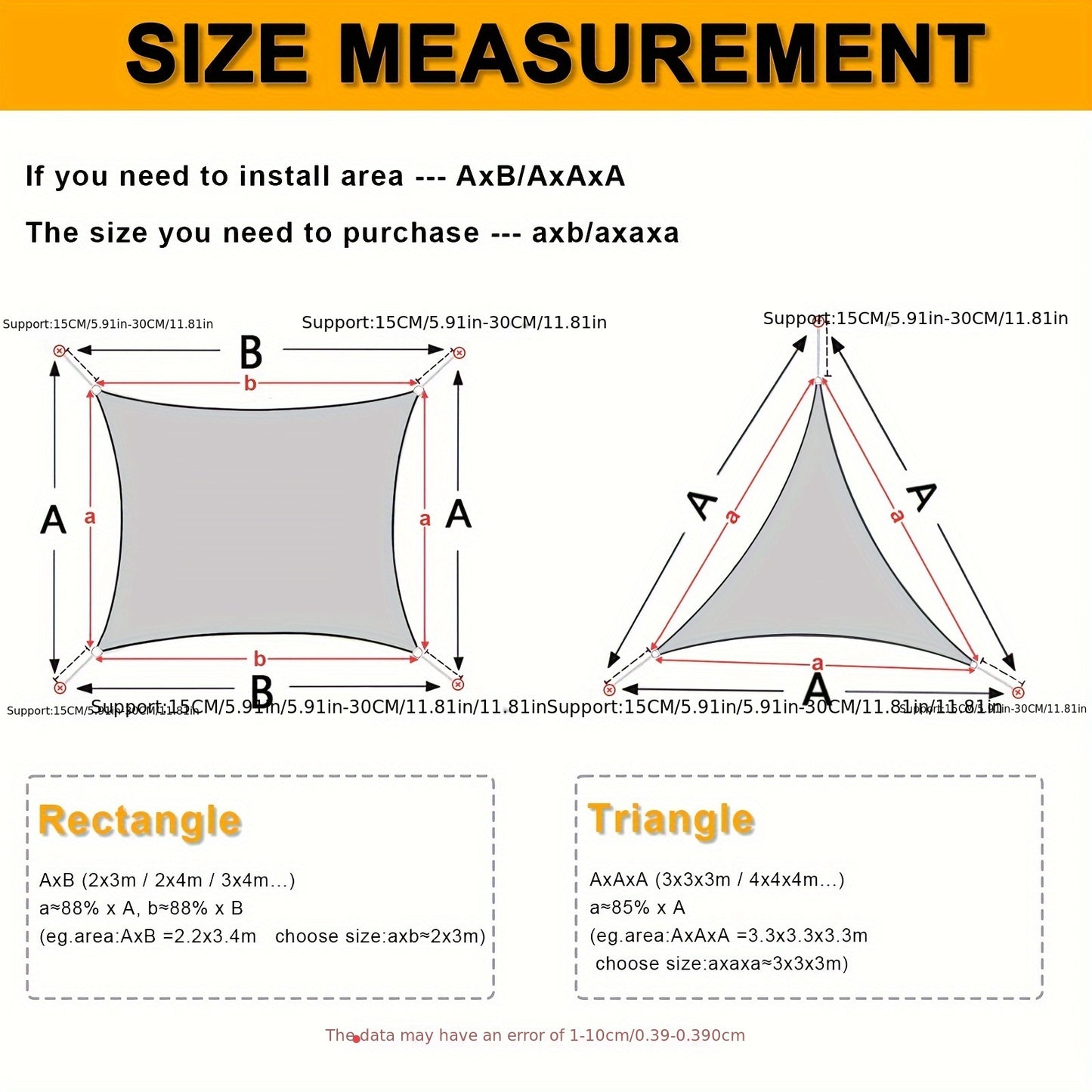 Waterproof Sun Shade Sail | UV Block Sunshade for Pool, Backyard, Yard Deck, Patio, Garden | 160-170gsm Polyester Fabric, 91- Shading Rate, Blackout Capability