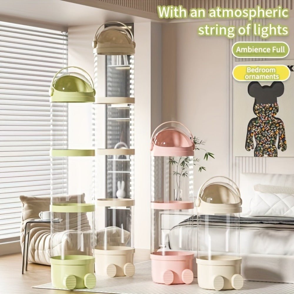 Four-Layer Transparent Plush Plastic Storage Bucket with Waterproof Lid, Plush Zoo Animal Doll Storage, Ideal for Kids' Room And Living Room Decor, Perfect Gift for Christmas And Mother'S Day