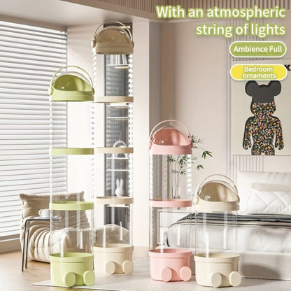 Four-Layer Transparent Plush Plastic Storage Bucket with Waterproof Lid, Plush Zoo Animal Doll Storage, Ideal for Kids' Room And Living Room Decor, Perfect Gift for Christmas And Mother'S Day