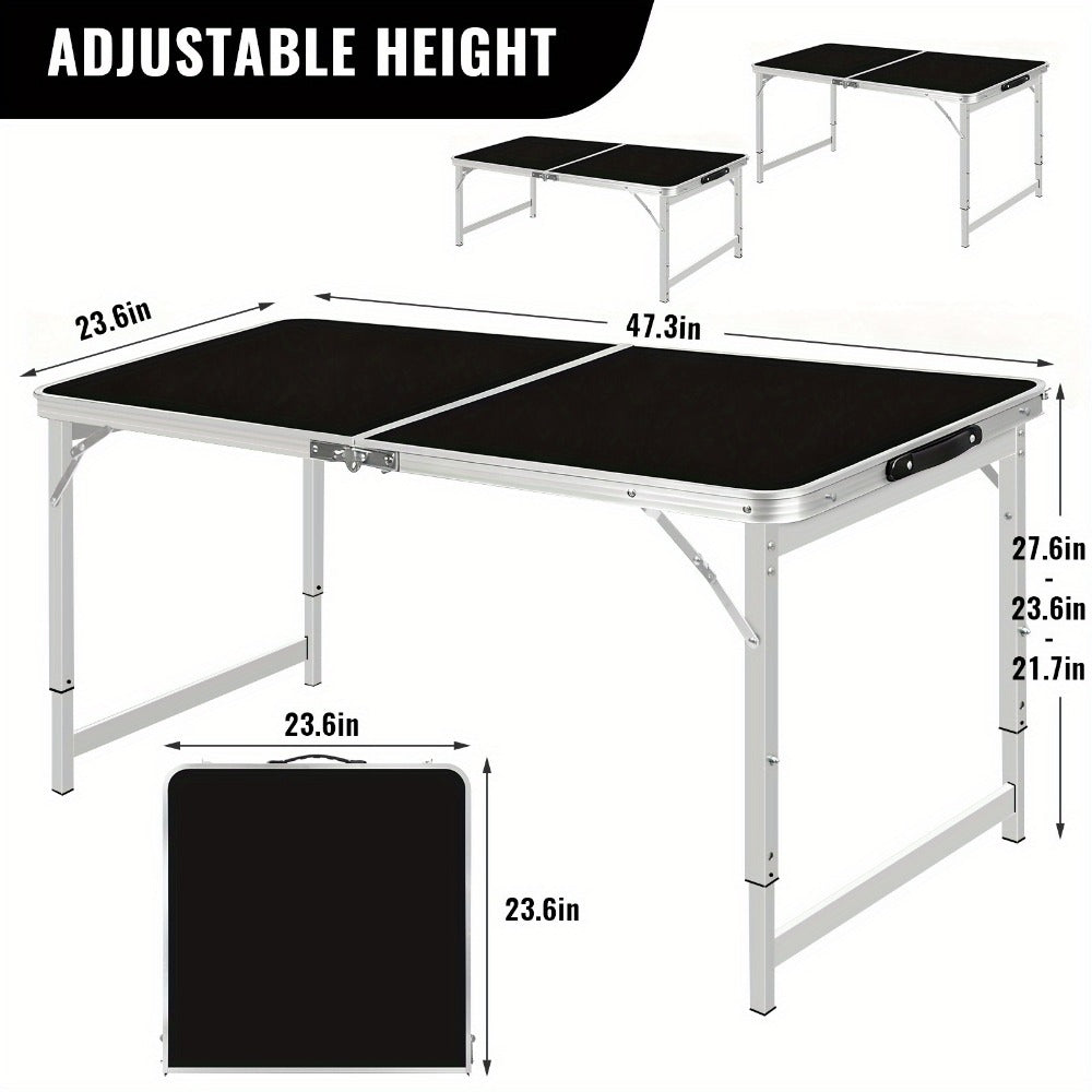 Plastic Folding Table Rectangular 4ft 6ft Center-Fold Portable Table with Carrying Handle for BBQ Camping Party Picnic Indoor Outdoor Lightweight Utility Table Seats 4-8