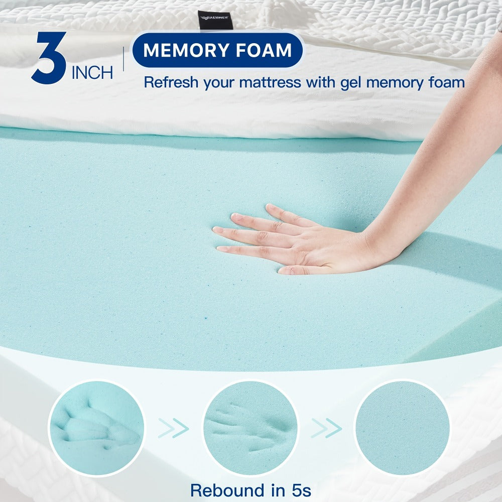 Gel Memory Foam Mattress Topper 3 Inch | Cooling Gel-Infused, Soft & Breathable, Twin XL Full Queen King Cal King – Better Sleep Every Night