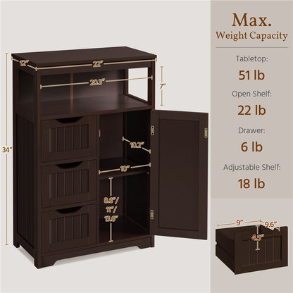 Costoffs Bathroom Storage Cabinet with Drawers, Moisture-Resistant Modern Cabinet Organizer with Multiple Tiers Shelves Storage, Easy-Clean Surface Bathroom Cabinet for Bathroom Living Room