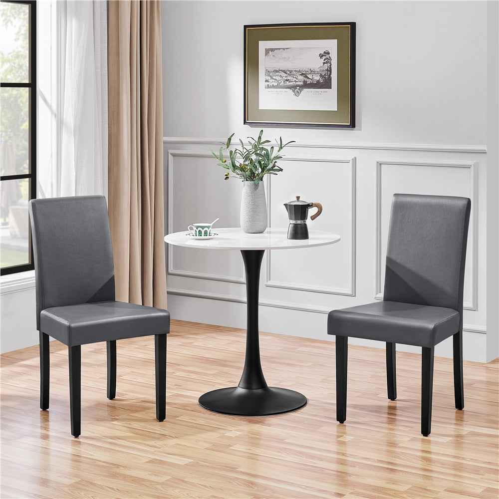 Costoffs Upholstered Dining Chairs Set of 2/4, Padded Leather Side Chairs with High Back & Rubberwood Legs, Modern Kitchen Chairs for Home, Kitchen & Restaurant, Black/White/Gray/Brown