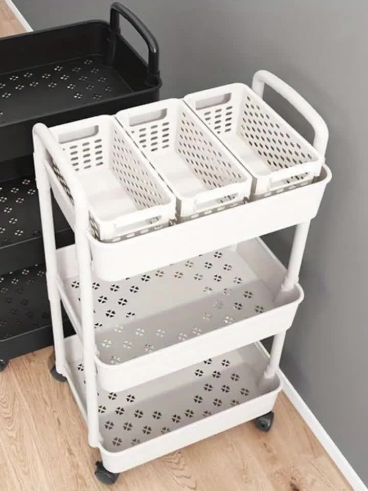 Multifunctional Trolley Rack Kitchen Bathroom Toilet Floor Multi-layer Movable Storage Rack Practical Home Organization Modern Simple Design