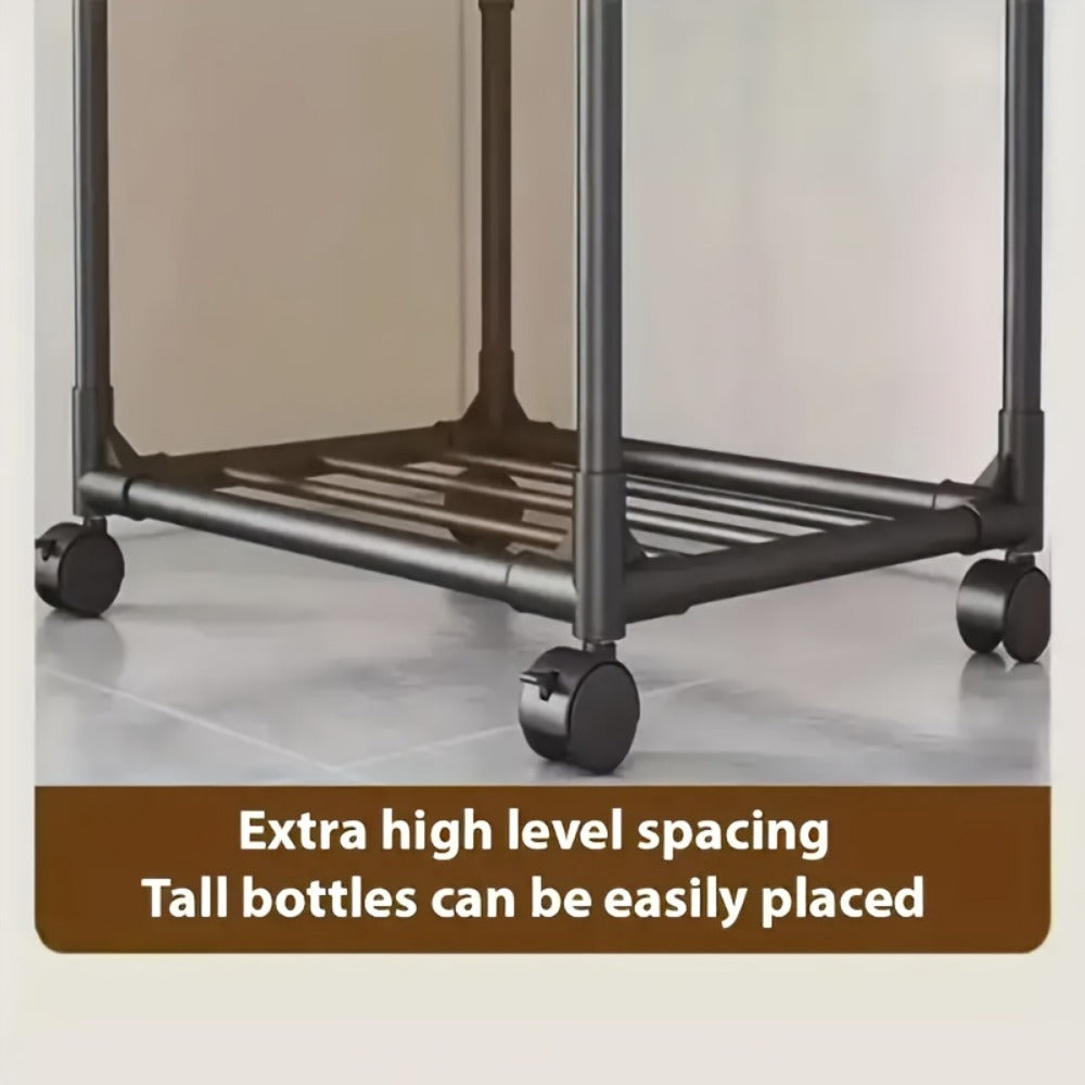 6-Tier Adjustable Metal Storage Rack with Wheels and Hooks - Corner Shelving Unit for Kitchen Bathroom and Garage Organization