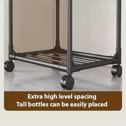 6-Tier Adjustable Metal Storage Rack with Wheels and Hooks - Corner Shelving Unit for Kitchen Bathroom and Garage Organization