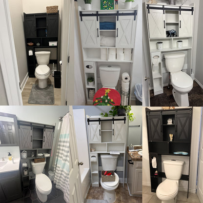 Over-The-Toilet Storage Cabinet with Toilet Paper Holder Stand - Space-Saving -Standing Bathroom Shelf, /Plywood Suitable for Bathroom, Restroom, Laundry Room, Modern with Assembly (No Wall-Mount)