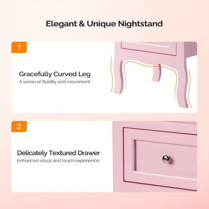 Nightstand with Drawers Small Bedside Table for Small Spaces Bedroom Storage Side Table Modern Compact Design Easy Assembly