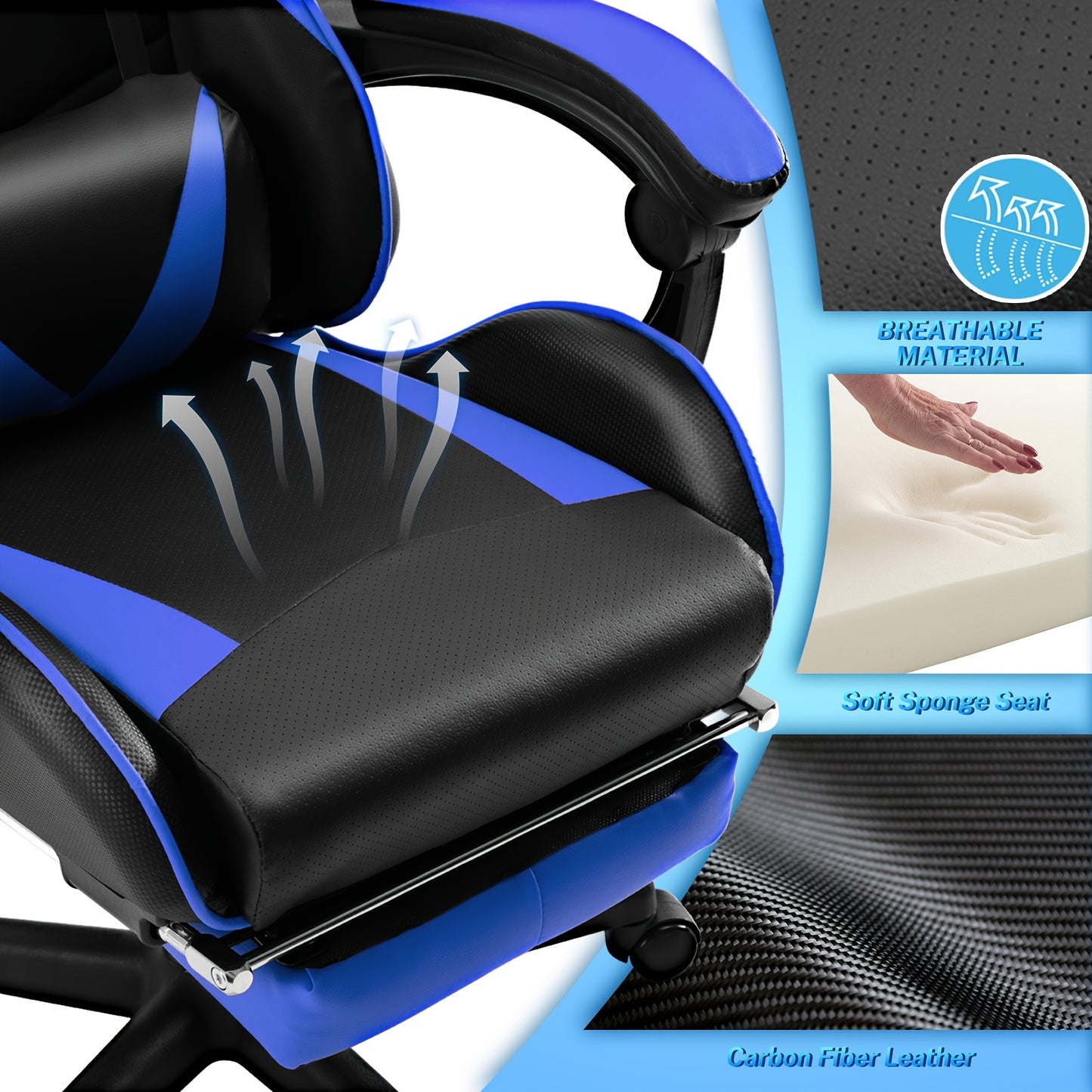 Beczeeb Swivel Gaming Chair with Footrest High Back Office Chair with Headrest&Massage Lumbar Support Swivel Ergonomic Gaming Chair for Adults