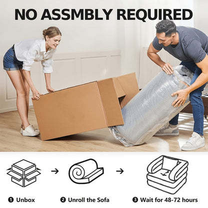 Convertible Sofa Bed No Assembly Required, Multi-Position High-Density Sponge Corduroy Sofa for Small Spaces Bedroom Apartment RV, Lazy Lounger Movie Sofa