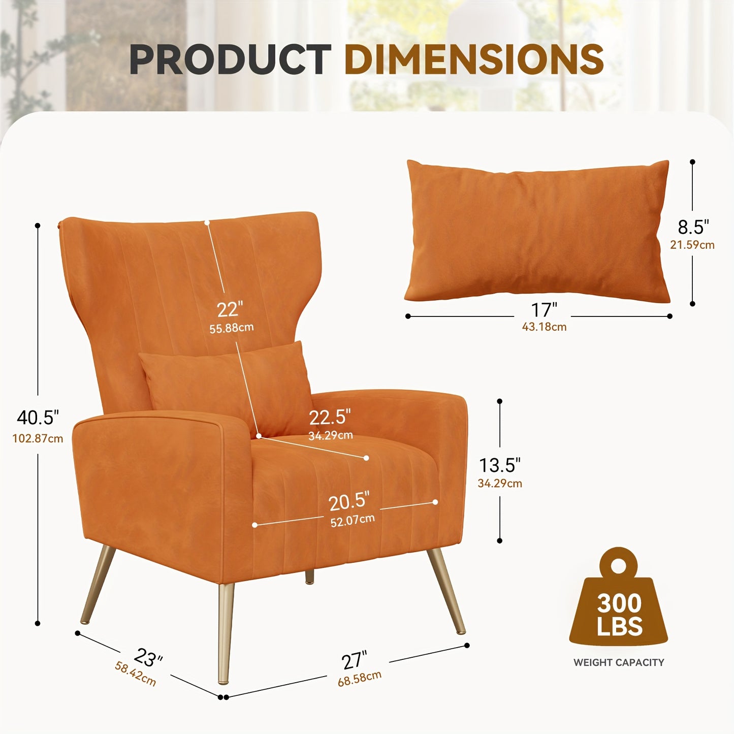 Velvet Fabric Upholstered Reading Comfy Mid Century Modern Armchair with Metal Legs And Spring Support, Accent Chair for Living Room