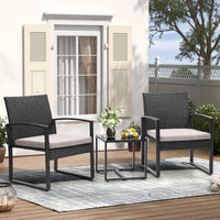 Black rattan gray cushion