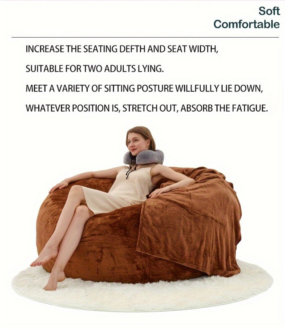 Bean Bag Sofa Chair Set – Includes Bean Bag Chair, U-Shape Pillow, Blanket & 6FT Round Carpet | Large Soft Machine-Washable Beanbag with 50 lb Memory Sponge Fill | Living Room, Bedroom & Gaming Room Relaxation Set