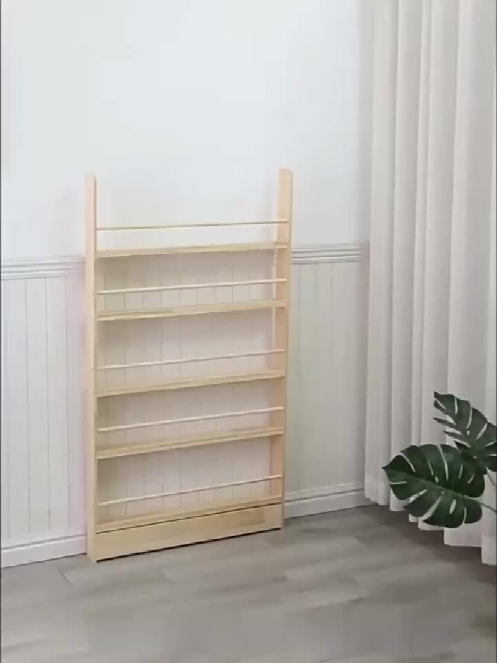 Creative Design, Ultra-Narrow Solid Wood Bookshelf, Bookcase, No Paint And Zero Formaldehyde, Wall-Mounted Bookshelf, Over-The-Door Bookshelf, Multi-Layer Shelf, Space-Saving