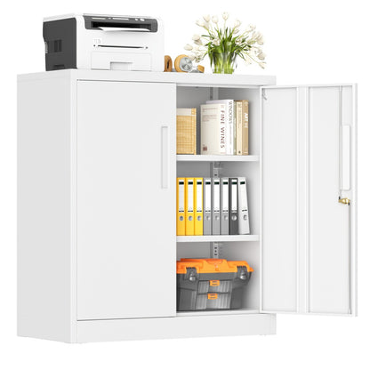 Lockable Metal Storage Cabinet 71"H with Adjustable Shelves & Locking Doors – Freestanding Steel Organizer for Garage, Gym, Home Office & School
