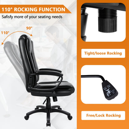 Big & Tall Executive Office Chair 400 lbs – Ergonomic PU Leather High Back Chair with Adjustable Armrests & Lumbar Support, Long Sitting Comfort, Home Office & Computer Desk, Brown Grey White