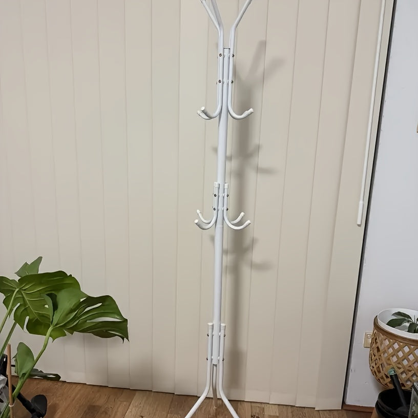 1pc Heavy-Duty Metal Coat Rack with 9-Tier Vertical Storage - Freestanding Space-Saving Clothing Organizer with Sturdy Iron Frame & Copper Finish, 27"+ Height, Easy Assembly for Entryway, Living Room, Bedroom, Dorm - Portable Garment Rack for Shirts