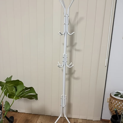 1pc Heavy-Duty Metal Coat Rack with 9-Tier Vertical Storage - Freestanding Space-Saving Clothing Organizer with Sturdy Iron Frame & Copper Finish, 27"+ Height, Easy Assembly for Entryway, Living Room, Bedroom, Dorm - Portable Garment Rack for Shirts