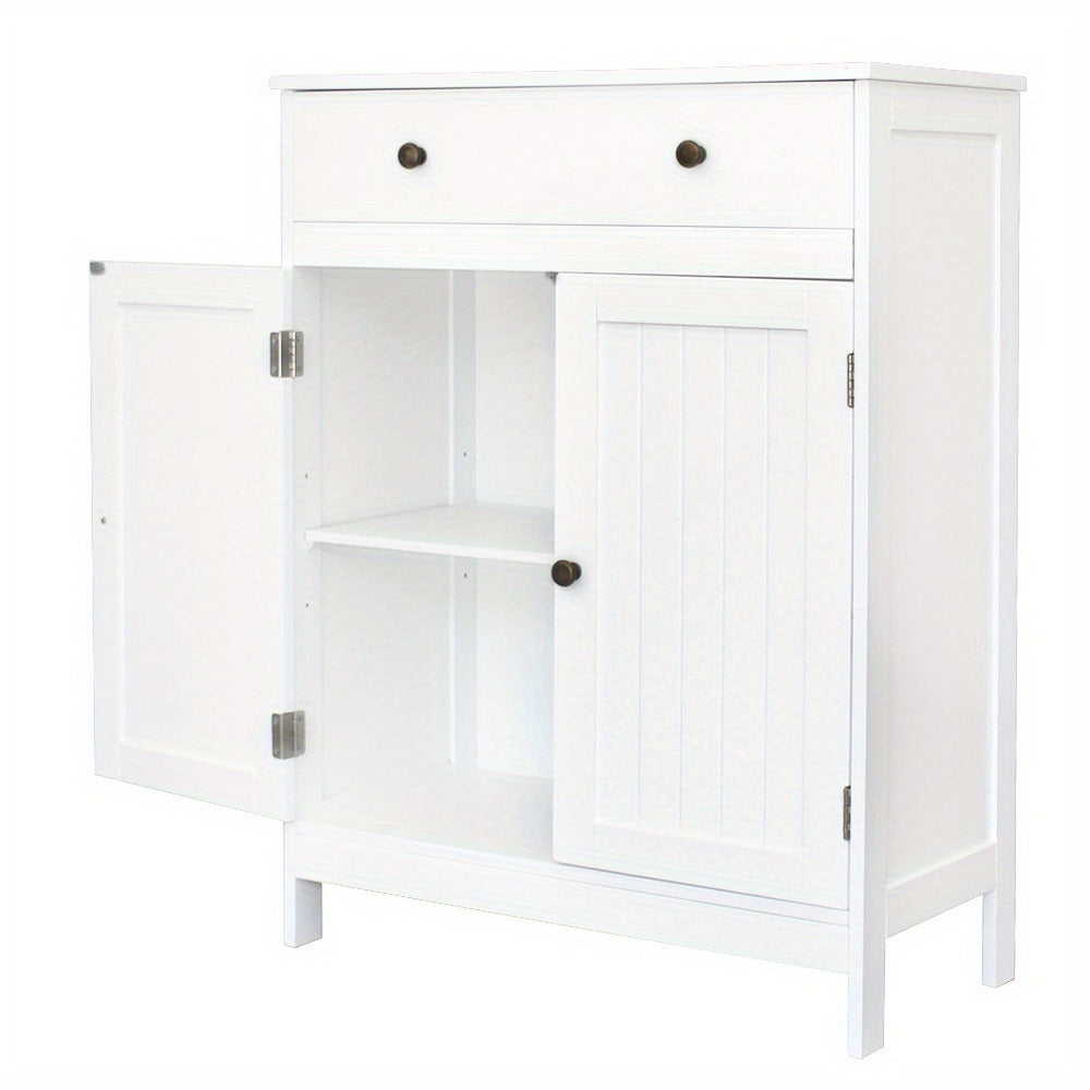 Double Doors Bathroom Cabinet with Drawer - Freestanding -Standing Storage Unit, Wood Doors & Metal Frame, Modern Suitable for Bath/Shower/Small Spaces, Space-Saving with Door and Drawer