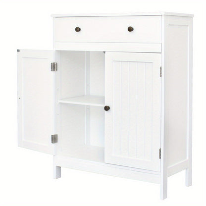 Double Doors Bathroom Cabinet with Drawer - Freestanding -Standing Storage Unit, Wood Doors & Metal Frame, Modern Suitable for Bath/Shower/Small Spaces, Space-Saving with Door and Drawer