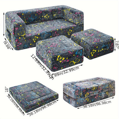 Sofabed Set, Luminous Folding Sofa Bed, Multifunctional Folding Sofa Cushion Suitable For Game Room, Bedroom.
