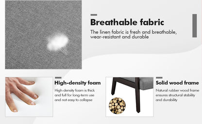 Costoffs Modern Armchair with Solid Wood Legs, Upholstered Accent Chair for Bedroom/Living Room/Guestroom, Available in Faux Leather or Boucle Fabric