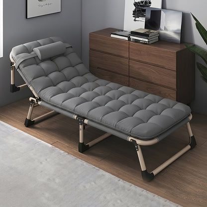 [Foldable Bed Frame] Foldable Bed Frame With Mattress - Stainless Frame Suitable For Bedroom & Guest Room, Adjustable Open-Panel Headboard, Foldable For Small Spaces, No Assembly Required, Retro Modern Bed For, Indoor Folding Guest Bed