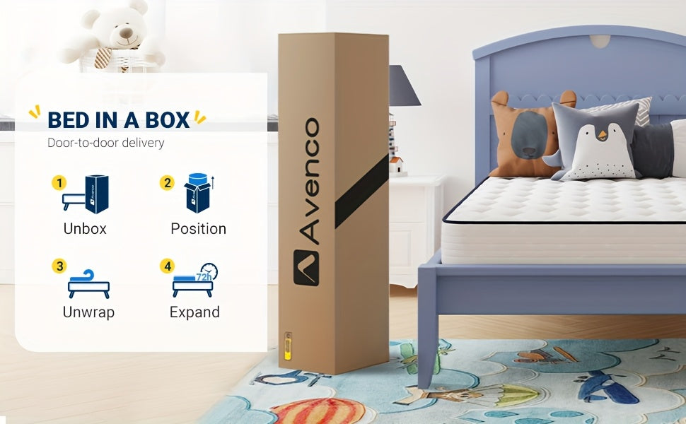 Avenco 6 Inch 8 Inch Mattress Foam And Spring Hybrid Mattress In A Box, Medium Soft, Breathable Fabric & Adaptive Support