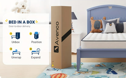 Avenco 6 Inch 8 Inch Mattress Foam And Spring Hybrid Mattress In A Box, Medium Soft, Breathable Fabric & Adaptive Support