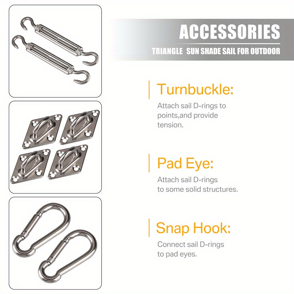 40pcs Set Sun Shade Sails Installation Hardware Kit 304 Stainless Steel Hardware Kit For Patio Outdoor Camping Tent Sun Sail Shade Canopy Fixing Fittings Accessory Kit