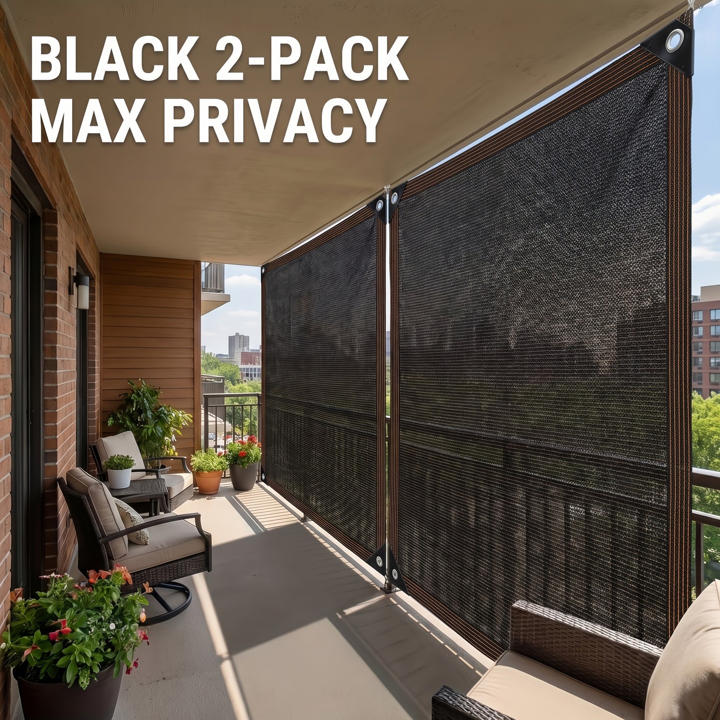 2 Pack Shade Cloth Black & Coffee Sun Shade Sail UV Block Outdoor Patio Garden Privacy Screen