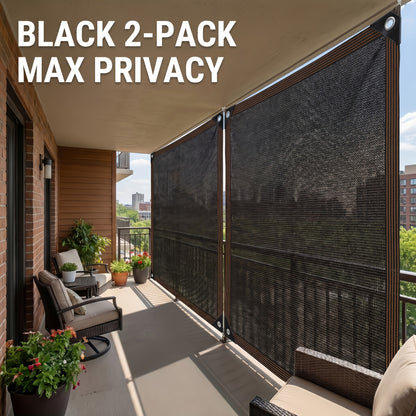 2 Pack Shade Cloth Black & Coffee Sun Shade Sail UV Block Outdoor Patio Garden Privacy Screen