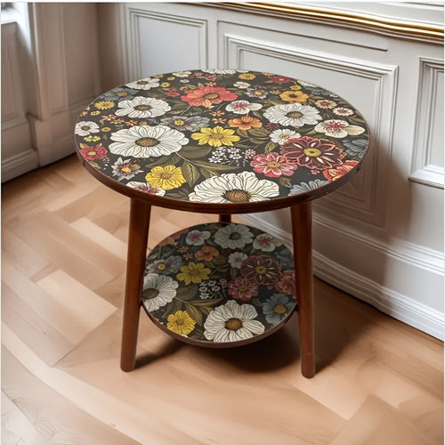A Sofa Side Table | Mandala Flower Pattern Coffee Table, with Bright Flowers And A Sturdy Tabletop Design, A Multi-functional Storage Table Saves Space, Suitable for Living Rooms, Outdoors, Bedrooms Or Sofa Areas