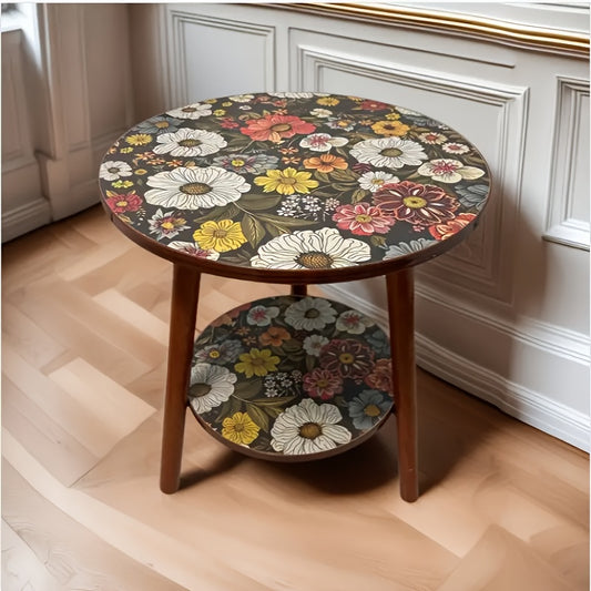 A Sofa Side Table | Mandala Flower Pattern Coffee Table, with Bright Flowers And A Sturdy Tabletop Design, A Multi-functional Storage Table Saves Space, Suitable for Living Rooms, Outdoors, Bedrooms Or Sofa Areas