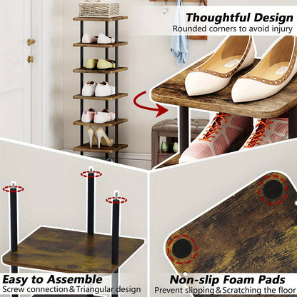Shoe Rack 9 Tier Vertical Storage Organizer - Narrow Metal Slim Shelf - Modern Free Standing Shoe Tower - Saving Space for Closet Entryway Bedroom - For Home Organization - Perfect Gift for Housewarming