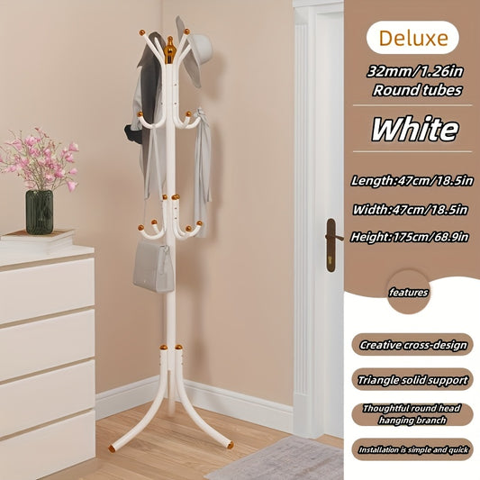 Metal Coat Rack, Free Standing Clothes Stand for Office, Entryway, Hallway, Living Room, Bedroom, Home, Dorm - Durable Storage Organizer for Shirts, Hats, Coats, Bags, Scarves