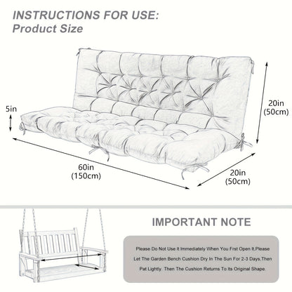 Porch Swing Cushions Waterproof All-Weather Fade-Resistant 60 Inch X 40 Thick 5'' Patio Chair Cushions with Ties for Backyard 2-3 Seater Replacement with Backrest Ergonomic Lumbar Support