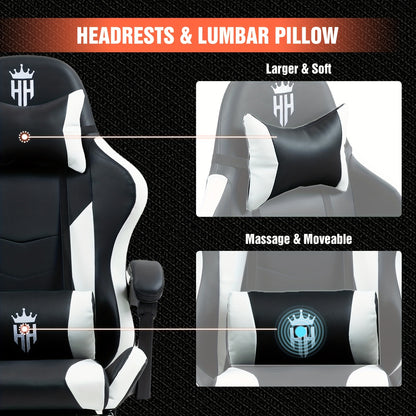 Game Chair With Footrest And Lumbar Support Gaming Chair, Video Chair, Ergonomic Computer Chair Height Adjustable With Swivel Seat And Headrest