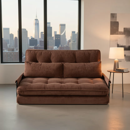 Modern Convertible Sofa Bed with Memory Foam Corduroy Fabric, Foldable Sleeper Chair with Metal Frame, Easy Assembly Space Saving Design for Small Apartment, Living Room, Bedroom - Easy Storage & Transport, Ideal for Studio & Guest Room