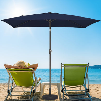 6.5x10 Ft Rectangular Patio Umbrella UV Protection Push Button Tilt Crank 6-Rib Market Table Umbrella for Pool Garden Backyard Deck 4 Colors