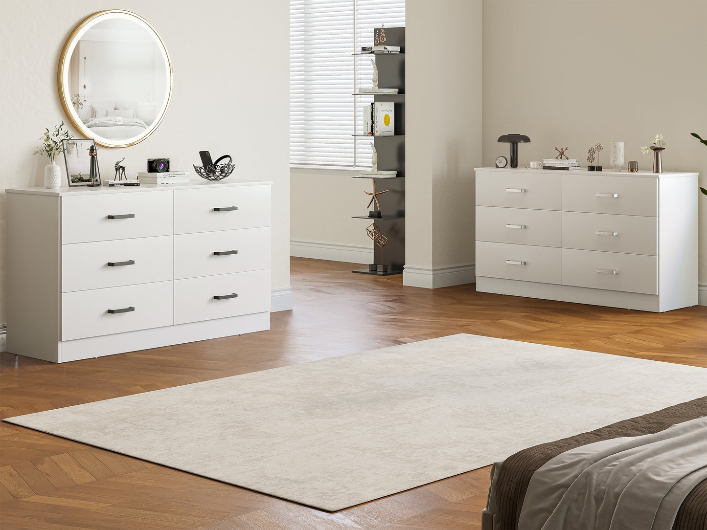 A Six-Drawer Dresser Designed for The Bedroom Featuring Spacious Drawers, Substantial Wooden Dressers, And a Chest of Drawers, Ideal for Modern Closets And Living Rooms