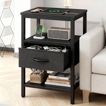 Floating Nightstand with USB & Type-C Quick Charge | 2 Adjustable Drawers, Built-In Socket, Space-Saving Bedside Table for Modern Bedroom – 1pc or 2pc Set, 4 Colors
