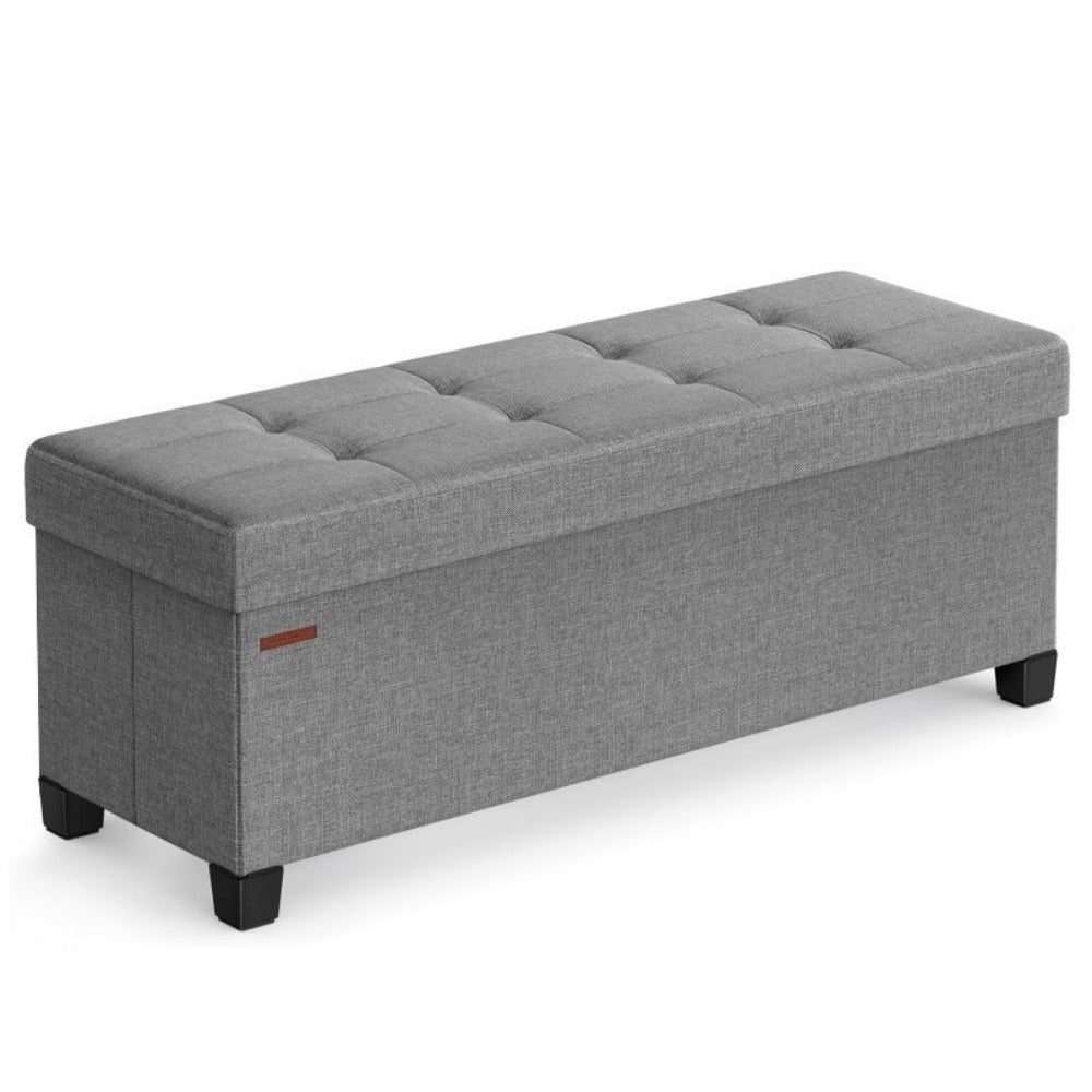Foldable Storage Ottoman Bench 43 Inch Collapsible Upholstered Footrest Seat with Hidden Storage for Living Room Bedroom Entryway Camel Brown Cream White Gray Blue Black