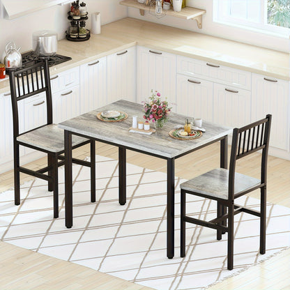 LAMERGE 3pcs Dining Table And Chair Set, Small Space Dining Table And Chair Set, Dining Table, Simple, Suitable for Small Space Living Rooms, Bedrooms And Kitchens Dining Table Set, Perfect Home Furniture, Bedroom Furniture, Spacesaving