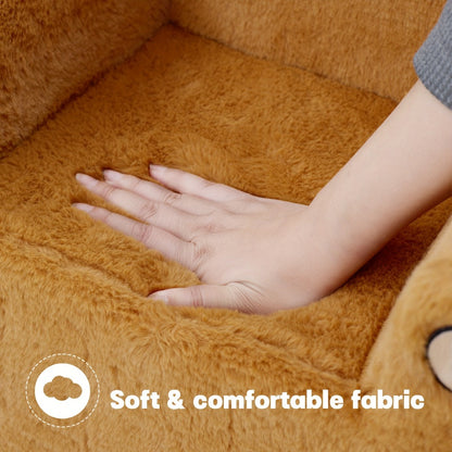 Kids Sofa & Armchair, Teddy Bear Recliner for Toddlers, Memory Foam Padded Reading Nook Chair, Supportive Animal Lounge Chair for Kids, Soft Brown Plush Nursery Seating for Boys & Girls