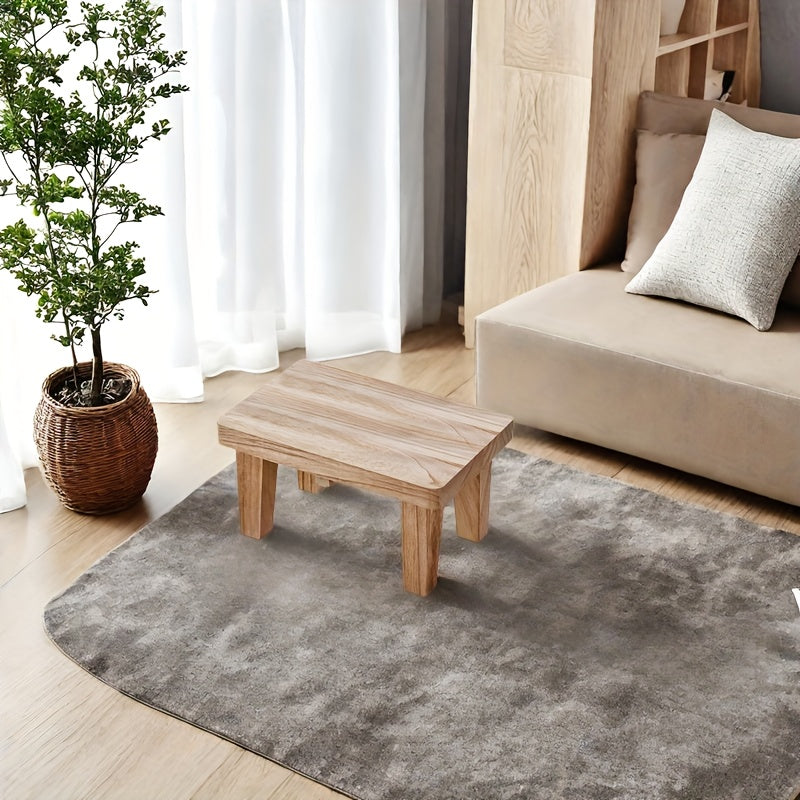 1pc Solid Wood Japanese-Style Square Stool - Wood Low Seat Chair, No Cushion, Square Base Footrest for /Outdoor Use, Living Room, Bedroom,, Entryway, Japanese Tatami Stool, Easy-Clean Furniture