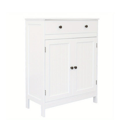 Double Doors Bathroom Cabinet with Drawer - Freestanding -Standing Storage Unit, Wood Doors & Metal Frame, Modern Suitable for Bath/Shower/Small Spaces, Space-Saving with Door and Drawer