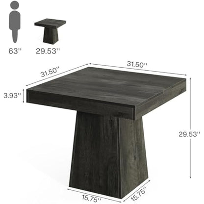 31.5-inch Square Dining Table for 4 with Pedestal Base - Farmhouse Style Table Suitable, Dining Room & Small Spaces, Compact Modern Table for Home, Easy Assembly, Sturdy Base for Narrow Apartments and Cozy Gatherings