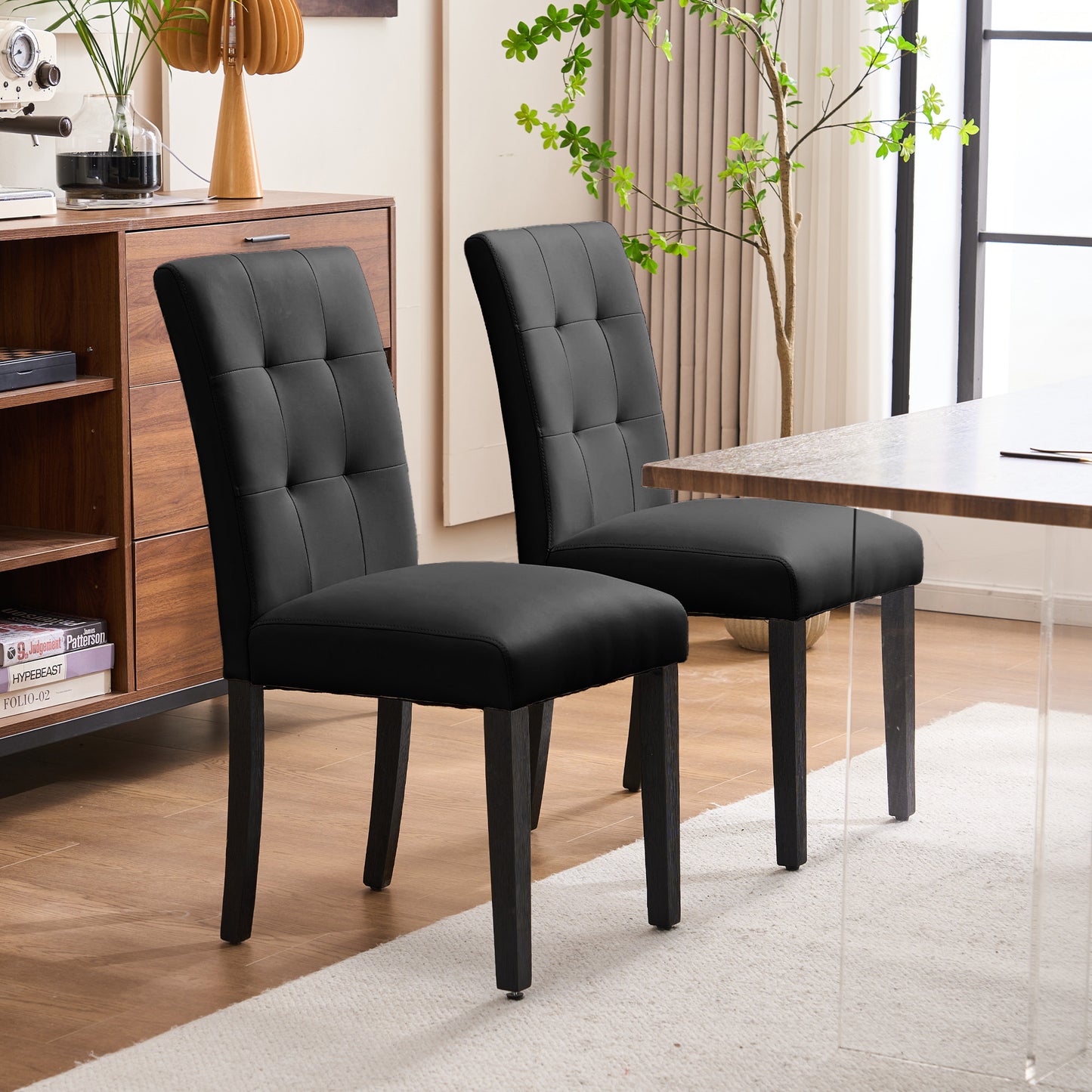 Set of 2 Faux PU Leather Upholstered Dining Chairs for Home Kitchen Living Room- Dining Room Chairs Dining Side Chairs